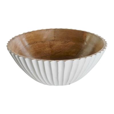 Saladekom DKD Home Decor Wit Natuurlijk Mangohout 30 x 30 x 12 cm