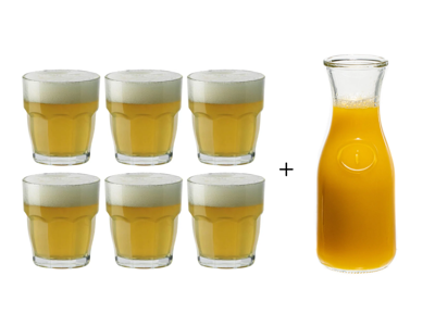 Bormioli Rocco Waterglazen Rock Bar 270 ml - 6 Stuks + Cookinglife Karaf 1 Liter