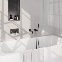 Brauer Gunmetal Edition Thermostatische Inbouw Badkraan Drukknoppen - Uitloop - Staaf - Doucheslang - Wandaansluitbocht - Handdouche - Gunmetal Geborsteld Pvd