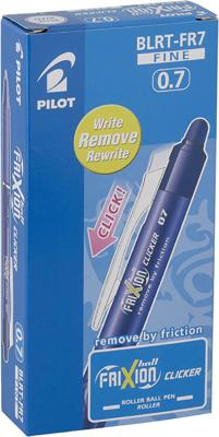 12 Pilot FriXion Ball Clicker gelrollers blauw medium 0,7 mm