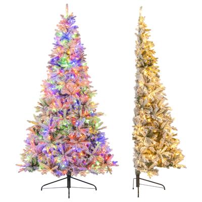 210 cm Halfbewerkte Kerstboom Voorverlicht Sneeuw-beklede Kerstboom met 852 Takpunten