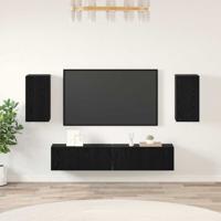 Tv-meubelset 4 pcs Zwart eiken 80 x 30 x 30 cm Bewerkt hout