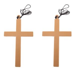 4x stuks verkleed artikel nonnen/priester ketting met groot kruis 23 cm