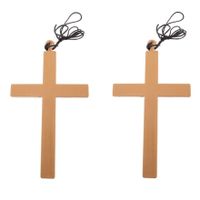 4x stuks verkleed artikel nonnen/priester ketting met groot kruis 23 cm - thumbnail