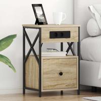 Bedside kasten 2 pcs Sonoma eiken 40 x 31 x 60 cm Bewerkt hout