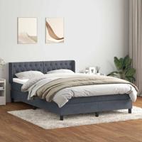 Boxspring met matras fluweel donkergrijs 140x220 cm