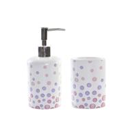 Badset DKD Home Decor Wit ABS Dolomite Stippen 7 x 7 x 17,5 cm (2 Stuks)