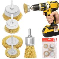 Set Staalborstels voor Boormachine - Schijf-, Kom- en Cilindervorm - Messing Gecoat