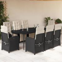 9-delige Tuinset poly rattan zwart