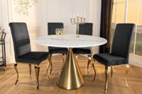 Ronde eettafel ELEGANCIA 130 cm wit marmer goud metaal met zuilvoet - 45898