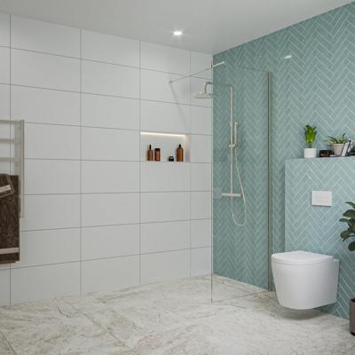 Fortifura Galeria inloopdouche - 70x200cm - helder glas - wandarm - Geborsteld RVS PVD (RVS) SW797913/SW797908