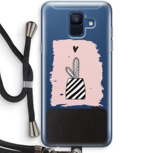 Zwart-wit cactus: Samsung Galaxy A6 (2018) Transparant Hoesje met koord