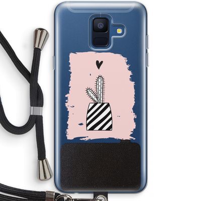 Zwart-wit cactus: Samsung Galaxy A6 (2018) Transparant Hoesje met koord