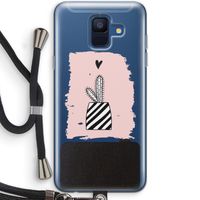 Zwart-wit cactus: Samsung Galaxy A6 (2018) Transparant Hoesje met koord