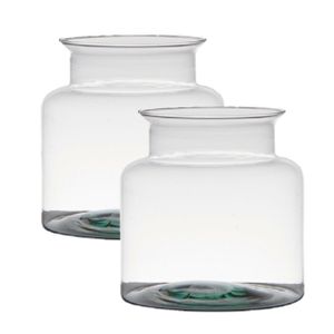 2x stuks transparante home-basics vaas/vazen van glas 19 x 19 cm