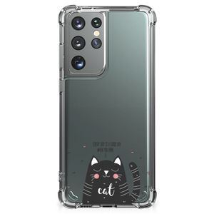 Samsung Galaxy S21 Ultra Stevig Bumper Hoesje Cat Good Day