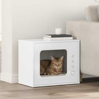 Kattenhuis Glanzend Wit 51 x 30 x 42 cm Bewerkt hout