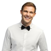 Vlinderstrikje - zwart - polyester - 11 cm - voor dames/heren - verkleedartikelen