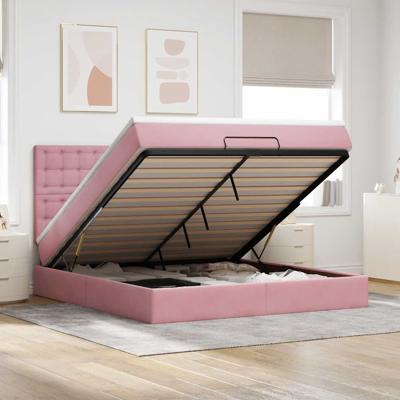Ottoman bed met matrassen en LED's 180x200cm fluweel roze