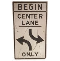 Begin Center Lane Only Straatbord - Origineel