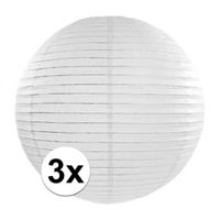 3x witte bol lampionnen van 35 cm