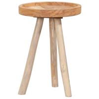 Leen Bakker - Bijzettafel Damon - Naturel - 50xØ35 Cm - Teakhout - Bruin