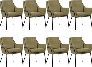 Set van 8 Cognac leren industriële design eetkamerstoelen Mix - Granada leer Amber (cognac leer)