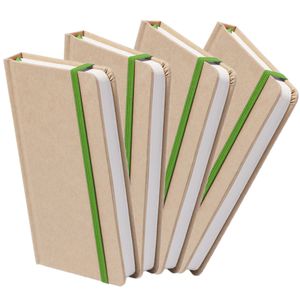 Set van 4x stuks luxe schriftjes/notitieboekjes groen met elastiek A5 formaat