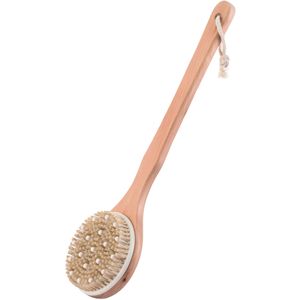 Bad/douche scrub massage borstel - hout - 42 cm - harde stevige borstels and spikes