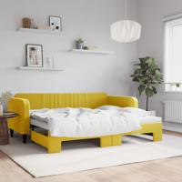 Slaapbank met onderschuifbed 90x200 cm fluweel geel