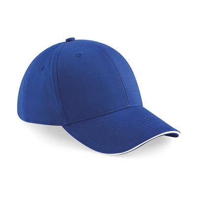 Beechfield 6 panel baseballcap - blauw/wit - voor volwassenen - katoen