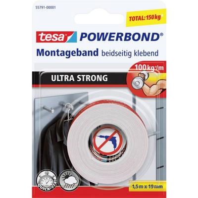 tesa ULTRA STRONG 55791-00001-00 Montagetape tesa Powerbond Wit (l x b) 1.5 m x 19 mm 1 stuk(s)