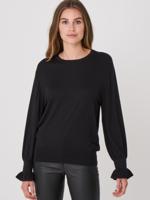 Trui met rusche op de mouw superfijn gebreid van bamboe-cashmere mix