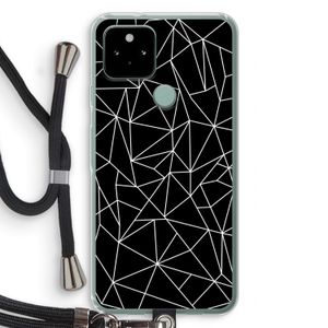 Geometrische lijnen wit: Pixel 5 Transparant Hoesje met koord