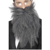 Verkleed baard en snor - grijs - lang model - professor/geleerde/wijze man - thumbnail