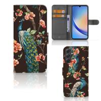 Samsung Galaxy A24 4G | Telefoonhoesje | Met pasjeshouder | Pauw met Bloemen Samsung Galaxy A24 4G | Telefoonhoesje | Met pasjeshouder | Pauw met Bloemen
