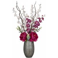 Mica Bloemenvaas Madeira - hoog model - zilver - terracotta - 50 x 30 cm - schubbenpatroon