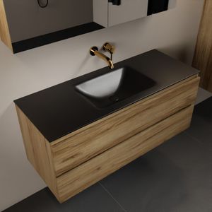 MONDIAZ AIVY 120cm badmeubel Chai, wastafel Urban solid surface midden zonder kraangat met spiegelkast (AI-351621URBAN-NO - AI-M120CHMI - AI-C120CHMI)