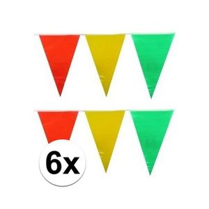 6x vlaggenlijn / slinger geel/rood/groen 10 meter