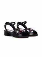 Dolce & Gabbana Kids sandales en satin à ornements en cristal - Noir