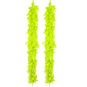 Boa kerstslingers met veren - 2x st- neon groen - 180 cm - 50 gram - kerstversiering