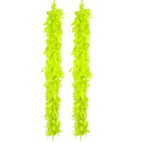 Boa kerstslingers met veren - 2x st- neon groen - 180 cm - 50 gram - kerstversiering