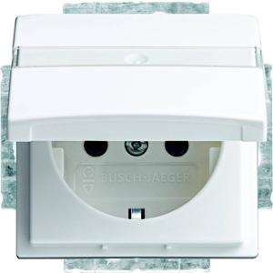 Busch-Jaeger 20 EUKB-914 Wandcontactdoos met randaarde en klapdeksel Inzetstuk Busch-balance SI Alpine-wit 1 stuk(s)