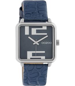 OOZOO Timepieces Horloge Croco Donker Blauw | C10366