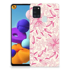 Samsung Galaxy A21s TPU Case Pink Flowers