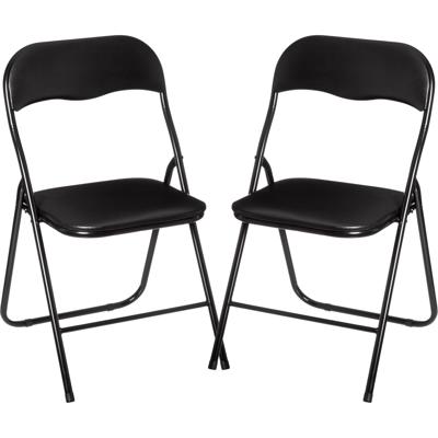 5Five Klapstoel met pvc zitting - 2x stuks - zwart - 44 x 48 x 79 cm - metaal
