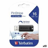 Pendrive Verbatim Pinstripe Zwart 16 GB (10 Stuks)