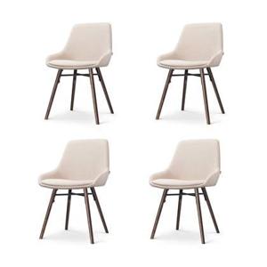 Nolon Nena-Isa Eetkamerstoelen Set van 4 - Beige - Walnoot