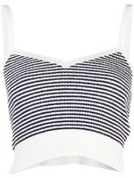 SANDRO striped cropped knitted top - Blanc