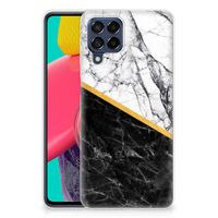 Samsung Galaxy M53 TPU Siliconen Hoesje Marmer Wit Zwart - Origineel Cadeau Man - thumbnail